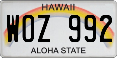HI license plate WOZ992