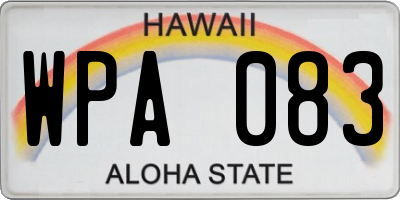 HI license plate WPA083