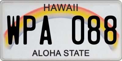 HI license plate WPA088
