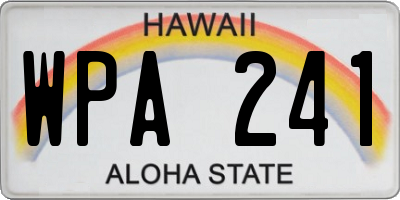 HI license plate WPA241