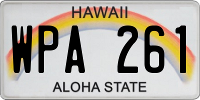 HI license plate WPA261