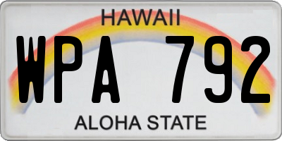 HI license plate WPA792