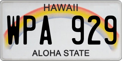 HI license plate WPA929