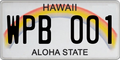 HI license plate WPB001
