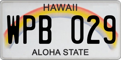 HI license plate WPB029