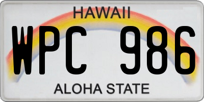 HI license plate WPC986