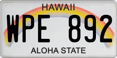 HI license plate WPE892