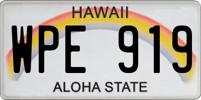 HI license plate WPE919