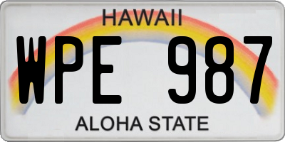 HI license plate WPE987