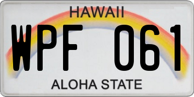 HI license plate WPF061