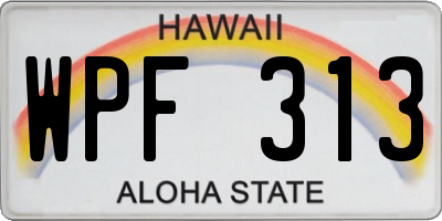HI license plate WPF313