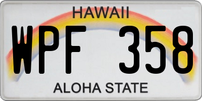 HI license plate WPF358