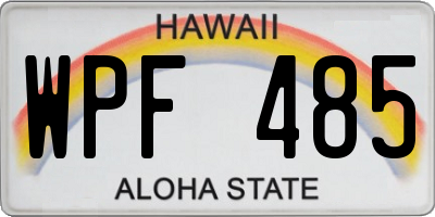 HI license plate WPF485