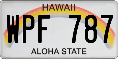 HI license plate WPF787