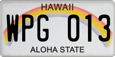 HI license plate WPG013