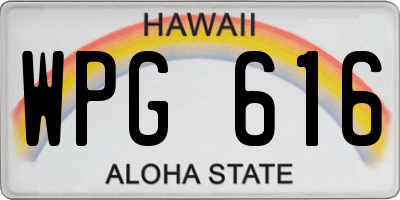 HI license plate WPG616