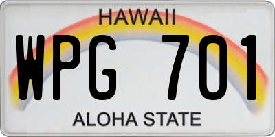 HI license plate WPG701