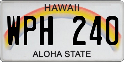 HI license plate WPH240
