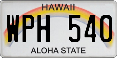 HI license plate WPH540
