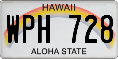 HI license plate WPH728