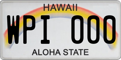 HI license plate WPI000