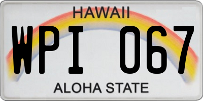 HI license plate WPI067
