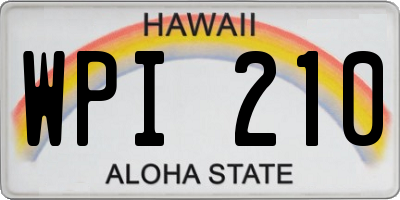 HI license plate WPI210