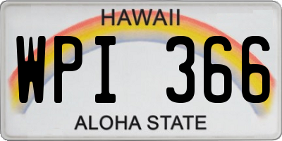 HI license plate WPI366