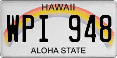 HI license plate WPI948
