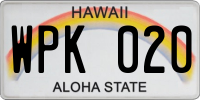 HI license plate WPK020