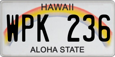 HI license plate WPK236