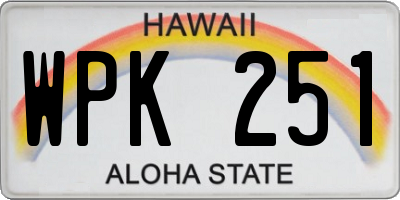 HI license plate WPK251