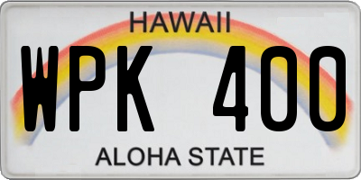 HI license plate WPK400