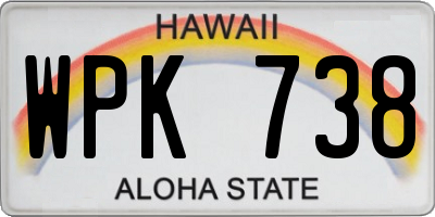 HI license plate WPK738