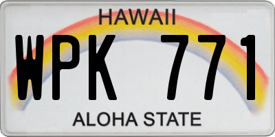 HI license plate WPK771