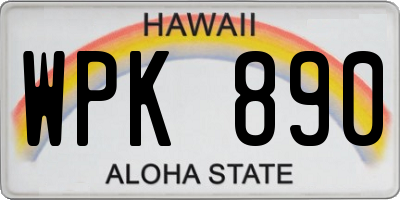 HI license plate WPK890