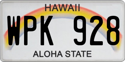 HI license plate WPK928