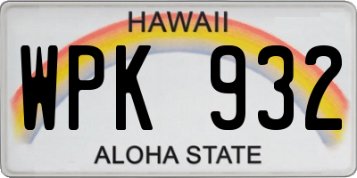 HI license plate WPK932