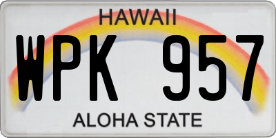 HI license plate WPK957