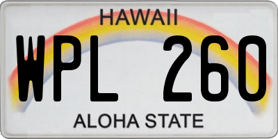 HI license plate WPL260