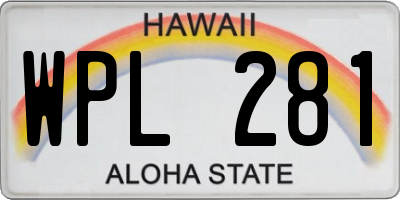 HI license plate WPL281