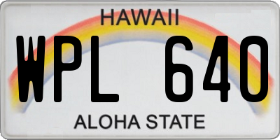 HI license plate WPL640