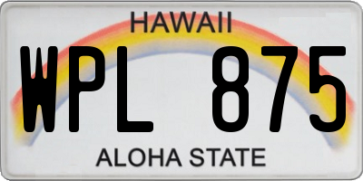 HI license plate WPL875