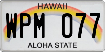 HI license plate WPM077