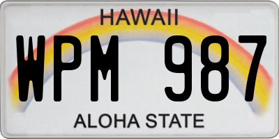 HI license plate WPM987