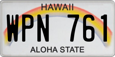 HI license plate WPN761