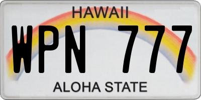 HI license plate WPN777