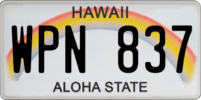 HI license plate WPN837