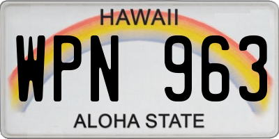 HI license plate WPN963