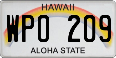 HI license plate WPO209